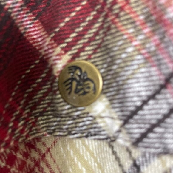 Legendary Outfitters Plaid Shacket Large Red/Brown Hooded Snap Front Drawstring - Picture 10 of 13